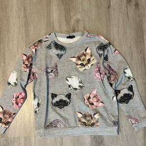 Forever 21 gray cat sweatshirt